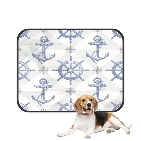 PKQWTM Ship Steering Wheel And Anchor Pet Dog Cat Bed Pee Pads Mat Cushion Potty Dogs Blankets Crate Bed Kennel 20x24 inch