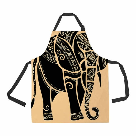PKQWTM Silhouette Elephant Unisex Adjustable Bib Apron with Pockets for Commercial Restaurant and Home Kitchen Use