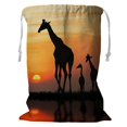 thumbnail image 1 of PKQWTM Silhouette Of Giraffe With Reflection In Water Storage Basket Laundry Bag with Drawstring Size 18x24 Inch, 1 of 3