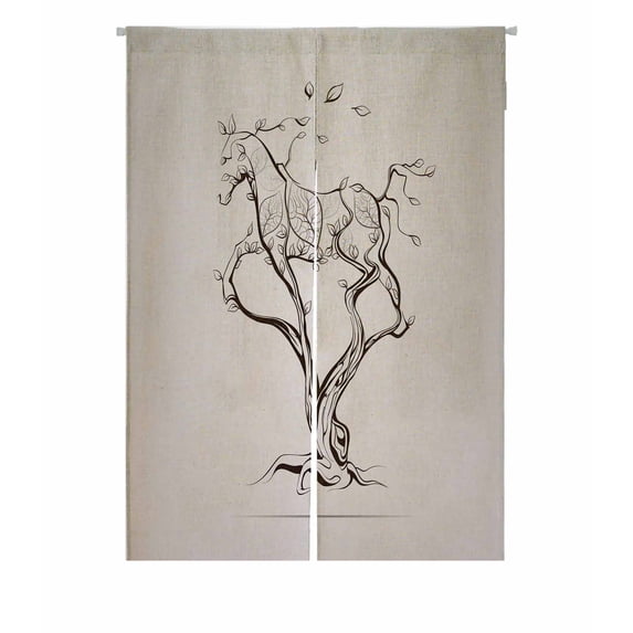 PKQWTM Silhouette Running Horse Tree Door Curtain Window Cover Home Decor Hanging Curtain Size 85x120 CM