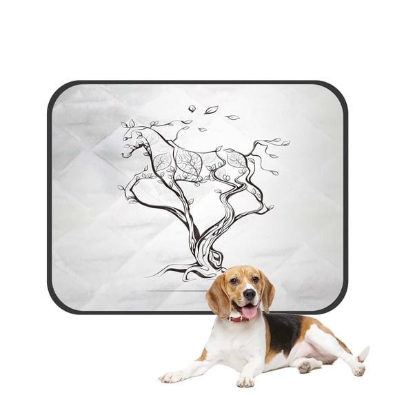 PKQWTM Silhouette Running Horse Tree Pet Dog Cat Bed Pee Pads Mat Cushion Potty Dogsblankets Crate Bed Kennel 25x30 inch
