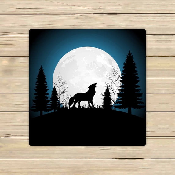 PKQWTM Silhouette wolf at night Animal wildlife Microfiber Bath Towels Bathroom Body Shower Towel Size 13x13 Inches