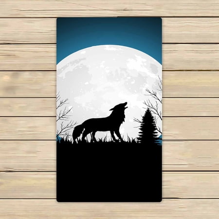 PKQWTM Silhouette wolf at night Animal wildlife Microfiber Bath Towels Bathroom Body Shower Towel Size 16x28 Inches