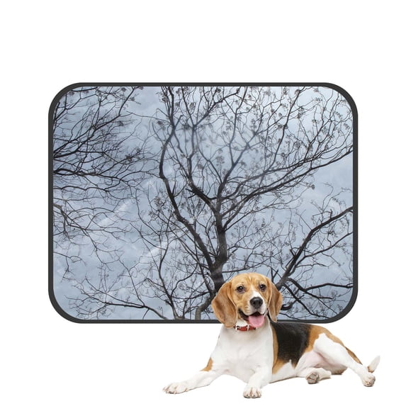 PKQWTM Silhouettes of Bare Trees with Mistletoes against Sky Black and White Pet Dog Cat Bed Pee Pads Mat Cushion Potty Dogsblankets Crate Bed Kennel 36x48 inch