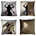 thumbnail image 1 of PKQWTM Silhouettes Of A Two Lovers Reversible Mermaid Cushion Cover Home Decor Sequin Pillow Case Size 20x20 inches, 1 of 2
