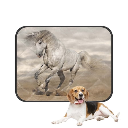 PKQWTM Silver Gray Andalusian Horse In Desert Pet Dog Cat Bed Pee Pads Mat Cushion Potty Dogs Blankets Crate Bed Kennel 14x18 inch