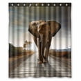thumbnail image 1 of PKQWTM Single elephant walking in a road with the Sun WaterProof Polyester Fabric Shower Curtain Size 60x72 Inches, 1 of 1