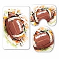 thumbnail image 1 of PKQWTM Sketchy Football 3 Piece Bathroom Rugs Set Bath Rug Contour Mat and Toilet Lid Cover, 1 of 2