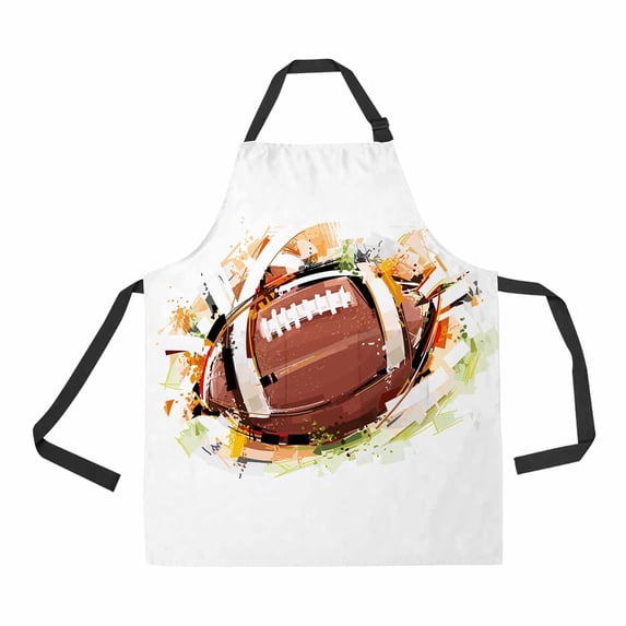 PKQWTM Sketchy Football Unisex Adjustable Bib Apron with Pockets for Commercial Restaurant and Home Kitchen Use
