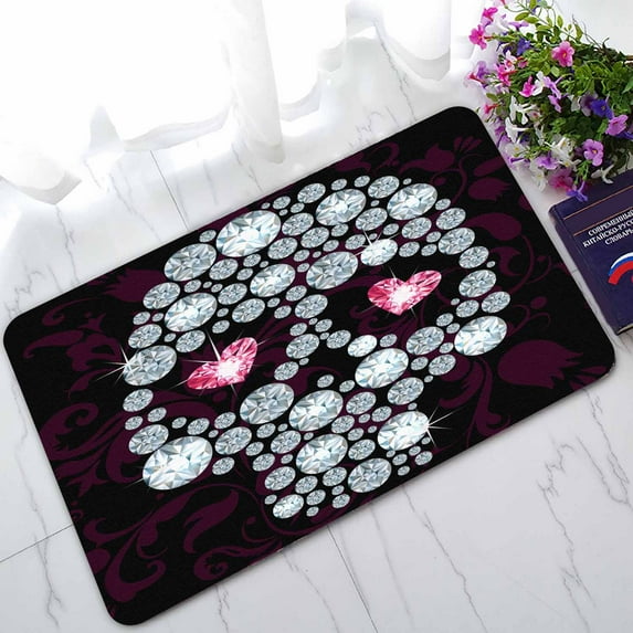 PKQWTM Skull Made With Shiny Diamonds Home Decor Floor Mat Area Rug Doormat Size 18x30 Inches