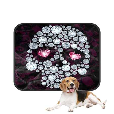 PKQWTM Skull Made With Shiny Diamonds Pet Dog Cat Bed Pee Pads Mat Cushion Potty Dogs Blankets Crate Bed Kennel 28x36 inch