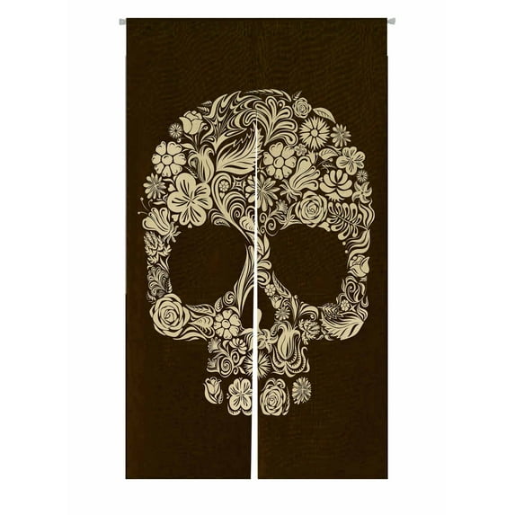 PKQWTM Skull of floral shapes Door Curtain Window Cover Home Decor Hanging Curtain Size 85x150 CM
