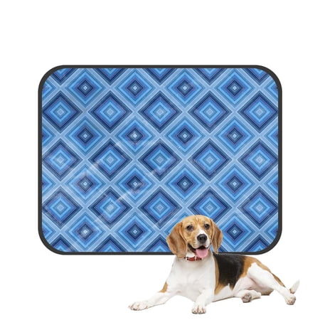 PKQWTM Small Blue Diamond Pattern Pet Dog Cat Bed Pee Pads Mat Cushion Potty Dogsblankets Crate Bed Kennel 14x18 inch