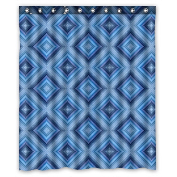 PKQWTM Small Blue Diamond Pattern WaterProof Polyester Fabric Shower Curtain Size 60x72 Inches
