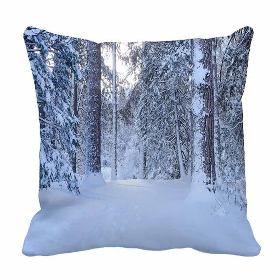 PKQWTM Snow Covered Tree Yosemite Bed Decor Pillow Cases Zippered Cushion Cover Size 18x18 Inches