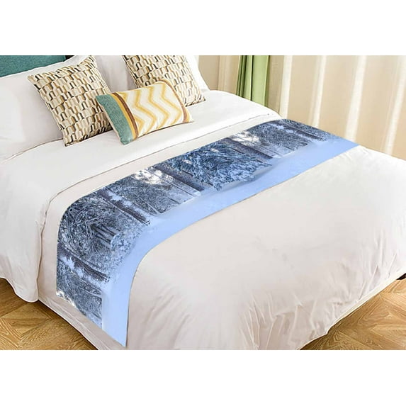 PKQWTM Snow Covered Tree Yosemite Bed Runner Bedroom Bedding Decor Bedding Scarf Size 20x95 inches