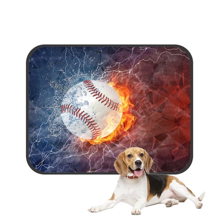 PKQWTM Softball ball fire water lightening around polygonal Pet Dog Cat Bed Pee Pads Mat Cushion Potty Dogs Blankets Crate Bed Kennel 14x18 inch