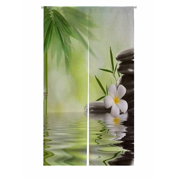 PKQWTM Spa Concept Zen Basalt Stones Door Curtain Window Cover Home Decor Hanging Curtain Size 85x150 CM