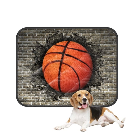 PKQWTM Sports Retro Basketball Embedded in a Brick Wall Pet Dog Cat Bed Pee Pads Mat Cushion Potty Dogsblankets Crate Bed Kennel 20x24 inch