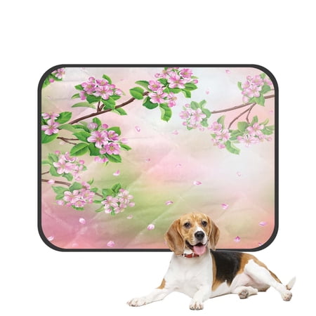 PKQWTM Spring Blossoming Apple Tree Branches Flying Petals Pet Dog Cat Bed Pee Pads Mat Cushion Potty Dogsblankets Crate Bed Kennel 25x30 inch