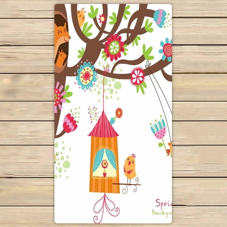 PKQWTM Spring Floral Birds Microfiber Bath Towels Bathroom Body Shower Towel Size 30x56 Inches