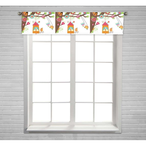 PKQWTM Spring Floral Birds Window Curtain Valance Rod Pocket 54x12 inch