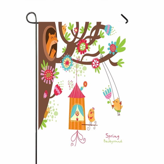 PKQWTM Spring Floral Birds Yard Decor Home Garden Flag Size 12x18 Inches