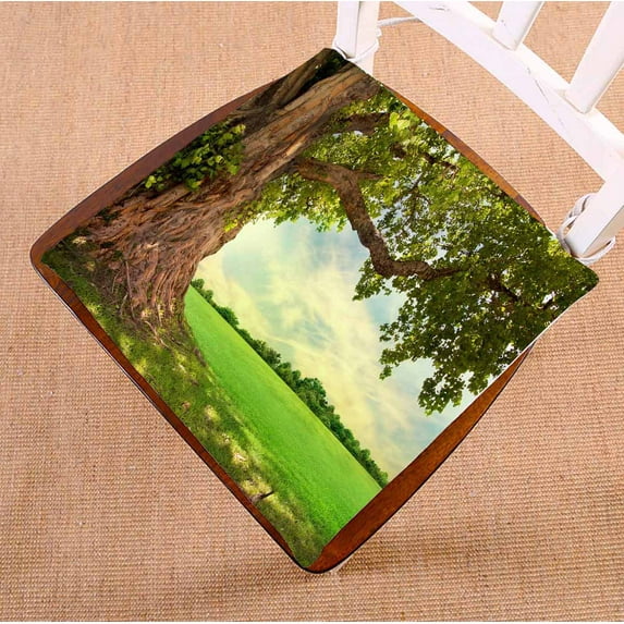 PKQWTM Spring Meadow Big Tree Fresh Green Leaves Chair Pads Chair Mat Seat Cushion Chair Cushion Floor Cushion Size 20x20 inches