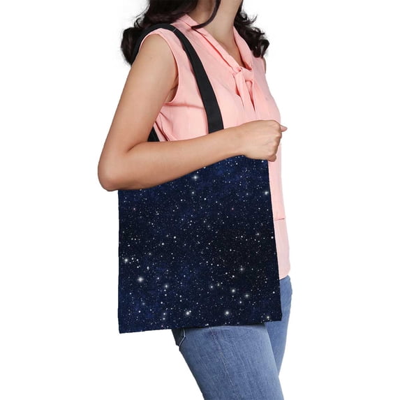 PKQWTM Star Filled Night Sky Canvas Shoulder Bags Handbags Tote Bags Shopping Bag