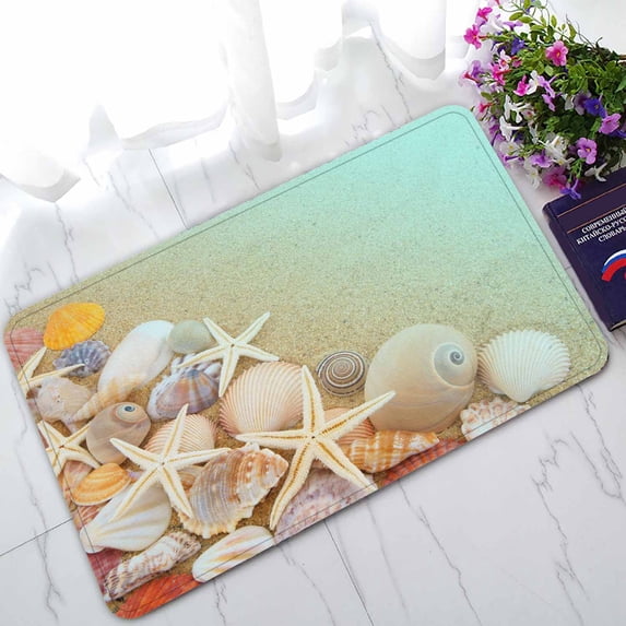 PKQWTM Starfishes Seashells Sandy Beach Home Decor Floor Mat Area Rug Doormat Size 18x30 Inches