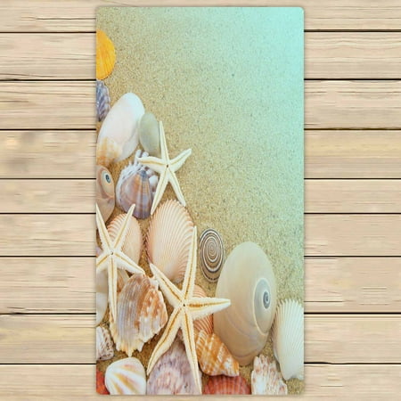 PKQWTM Starfishes Seashells Sandy Beach Microfiber Bath Towels Bathroom Body Shower Towel Size 30x56 Inches