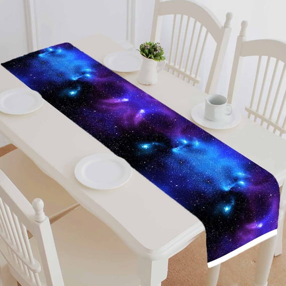 PKQWTM Starry Deep Outer Space Cotton and Linen Table Runner Kitchen Dining Room Supplies Size 14x72 Inch