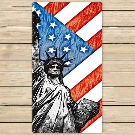 PKQWTM Staue of Liberty with American Flag Microfiber Bath Towels Bathroom Body Shower Towel Size 30x56 Inches