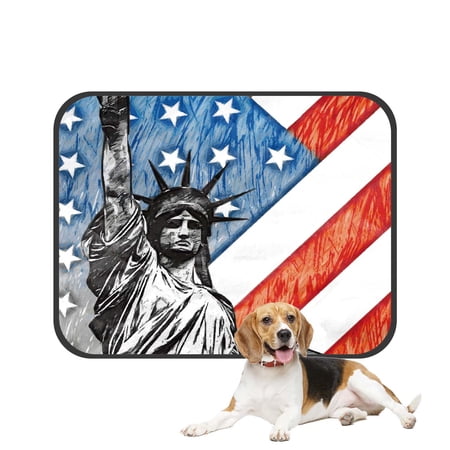 PKQWTM Staue of Liberty with American Flag Pet Dog Cat Bed Pee Pads Mat Cushion Potty Dogsblankets Crate Bed Kennel 36x48 inch