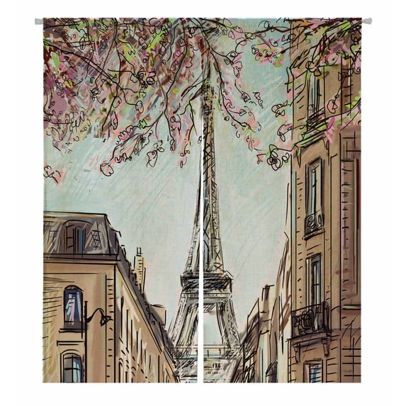 PKQWTM Street paris concept Door Curtain Window Cover Home Decor Hanging Curtain Size 105x120 CM