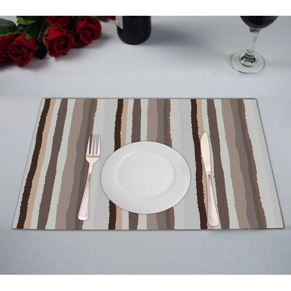 PKQWTM Striped Pattern Vertical Lines With Torn Paper Effect Kitchen Dining Table Mats Placemats Size 12x18 Inches, Set of 2 Pieces