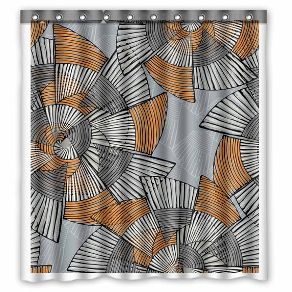 PKQWTM Striped Pinwheels Striped Circular Shapes WaterProof Polyester Fabric Shower Curtain Size 66x72 Inches