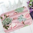 thumbnail image 1 of PKQWTM Succulents Roses Floral Ornament With Dusty Pink Stripes Home Decor Floor Mat Area Rug Doormat Size 15.7x23.6 Inches, 1 of 1