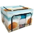 thumbnail image 1 of PKQWTM Summer Beach Seashell Sea Sand Blue Ocean Storage Bag Clear Window Storage Bins Boxes Large Capacity Foldable Stackable Organizer With Steel Metal Frame For Bedding,Clothes,Closets, Bedrooms, 1 of 3