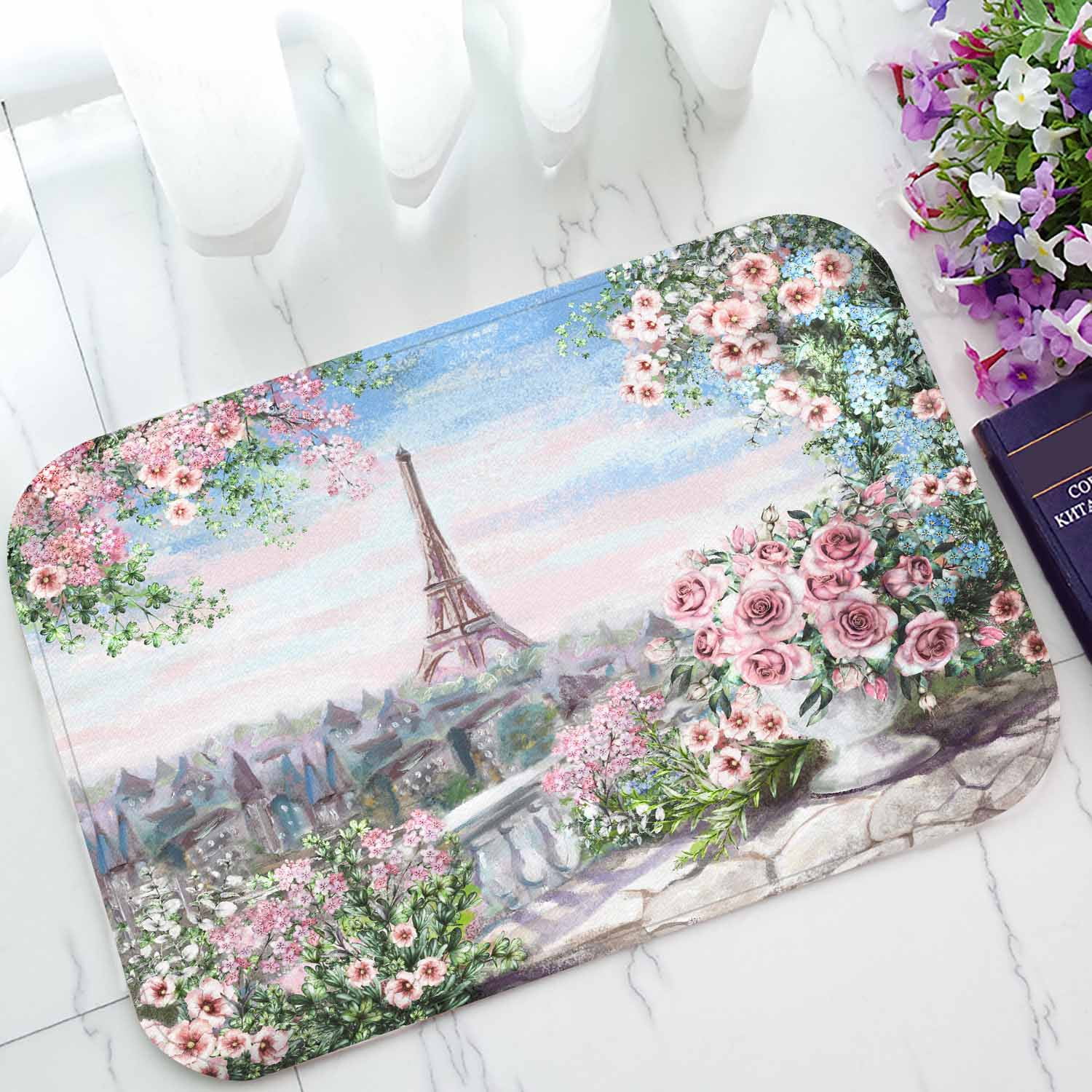 Paris Pattern Print Floor Mat