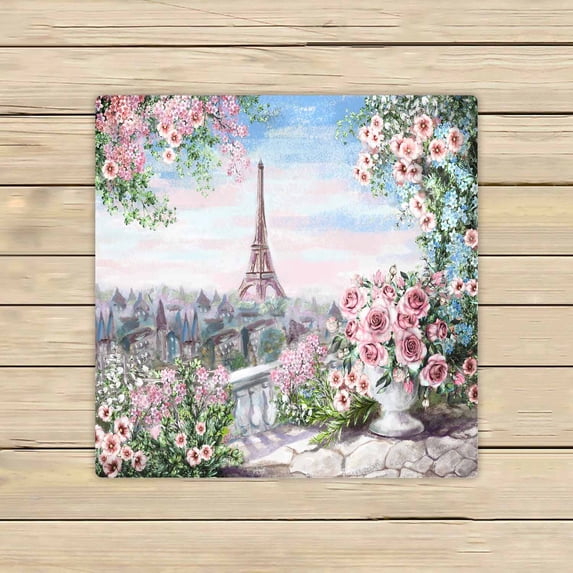 PKQWTM Summer In Paris Gentle City Landscape Flower Rose Leaf Microfiber Bath Towels Bathroom Body Shower Towel Size 13x13 Inches