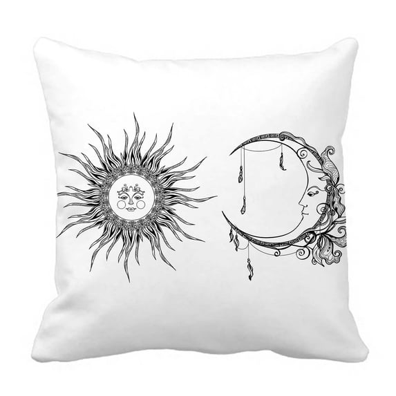 PKQWTM Sun Moon Face Bed Decor Pillow Cases Zippered Cushion Cover Size 20x20 Inches