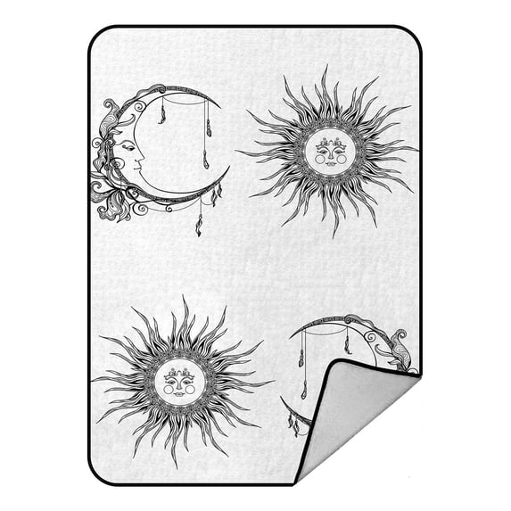 PKQWTM Sun Moon Face Blanket Crystal Velvet Throw Bed Blanket 58x80 inches