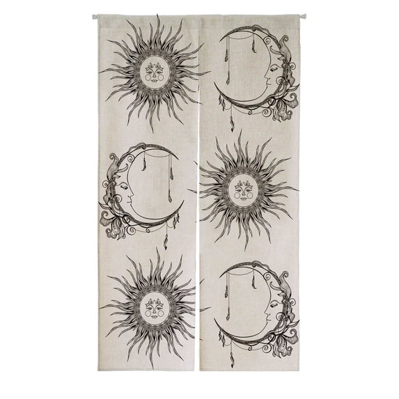 PKQWTM Sun Moon Face Door Curtain Window Cover Home Decor Hanging Curtain Size 85x150 CM