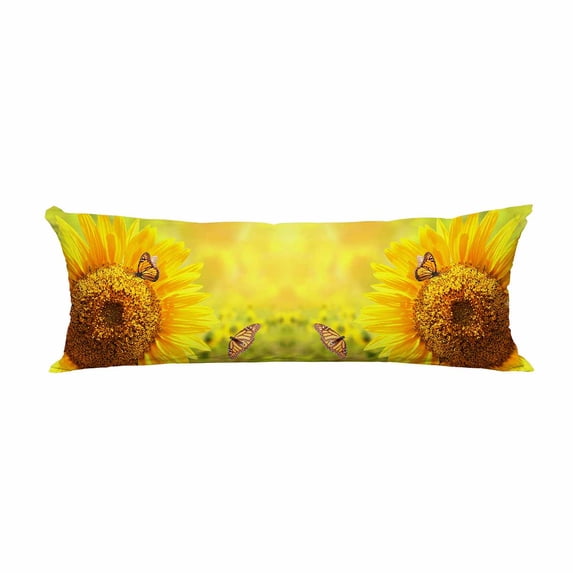 PKQWTM Sunflower and monarch butterflies Long Body Pillow Case Cover Pillow Cushion Size 20x60 Inches