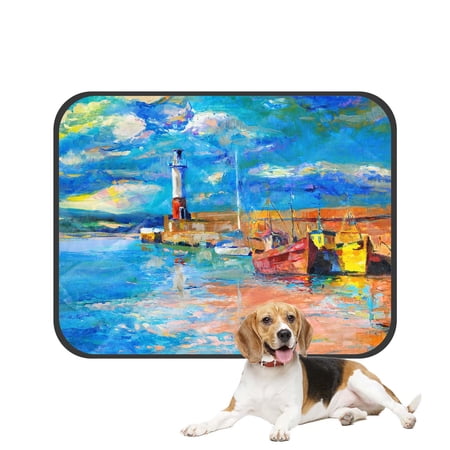 PKQWTM Sunset Beach Lighthouse Pet Dog Cat Bed Pee Pads Mat Cushion Potty Dogsblankets Crate Bed Kennel 36x48 inch
