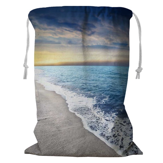 PKQWTM Sunset On The Sea Storage Basket Laundry Bag with Drawstring Size 18x24 Inch