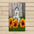 thumbnail image 1 of PKQWTM Sweet Husky Puppy Laying Grass Sunflowers Around Her Microfiber Bath Towels Bathroom Body Shower Towel Size 16x28 Inches, 1 of 1