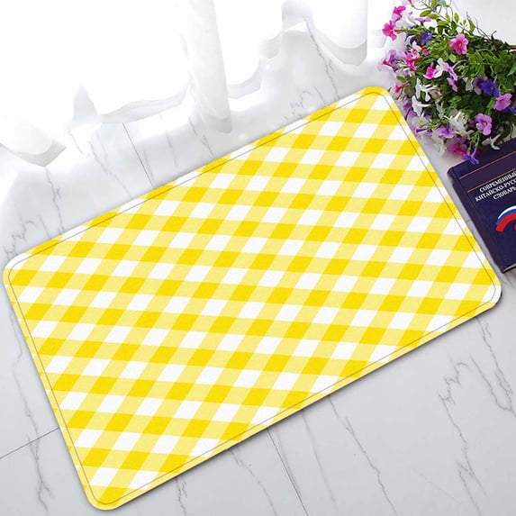 PKQWTM Tablecloth Yellow Diagonal Home Decor Floor Mat Area Rug Doormat Size 18x30 Inches