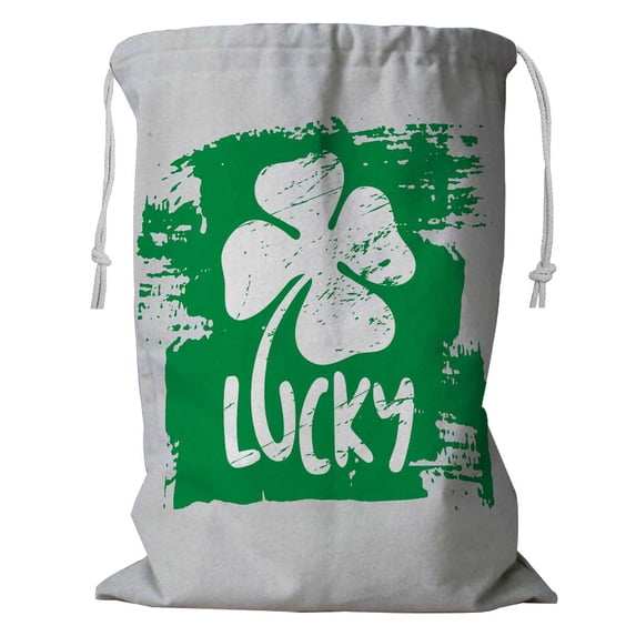PKQWTM Talisman Clover The Words Luck Storage Basket Laundry Bag with Drawstring Size 24x32 Inch